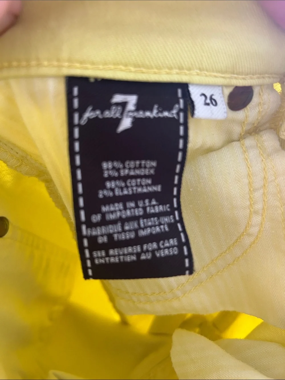 7 For All Mankind Yellow Skinny Jeans